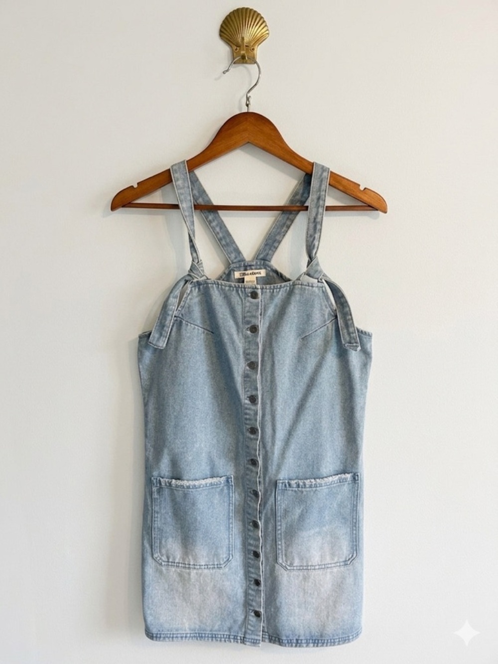 Billabong Light Wash Denim Pinafore Overall Dress M